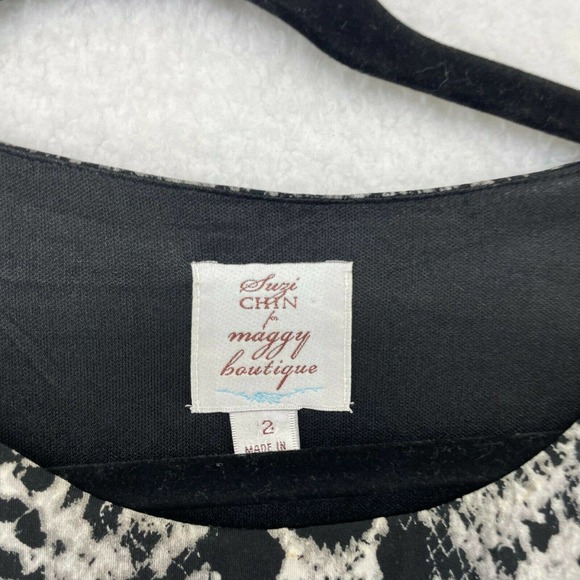 Suzie Chin for Maggy Boutique Womens Dress Size 2 Dolman Sleeve Snake Print - Picture 8 of 9